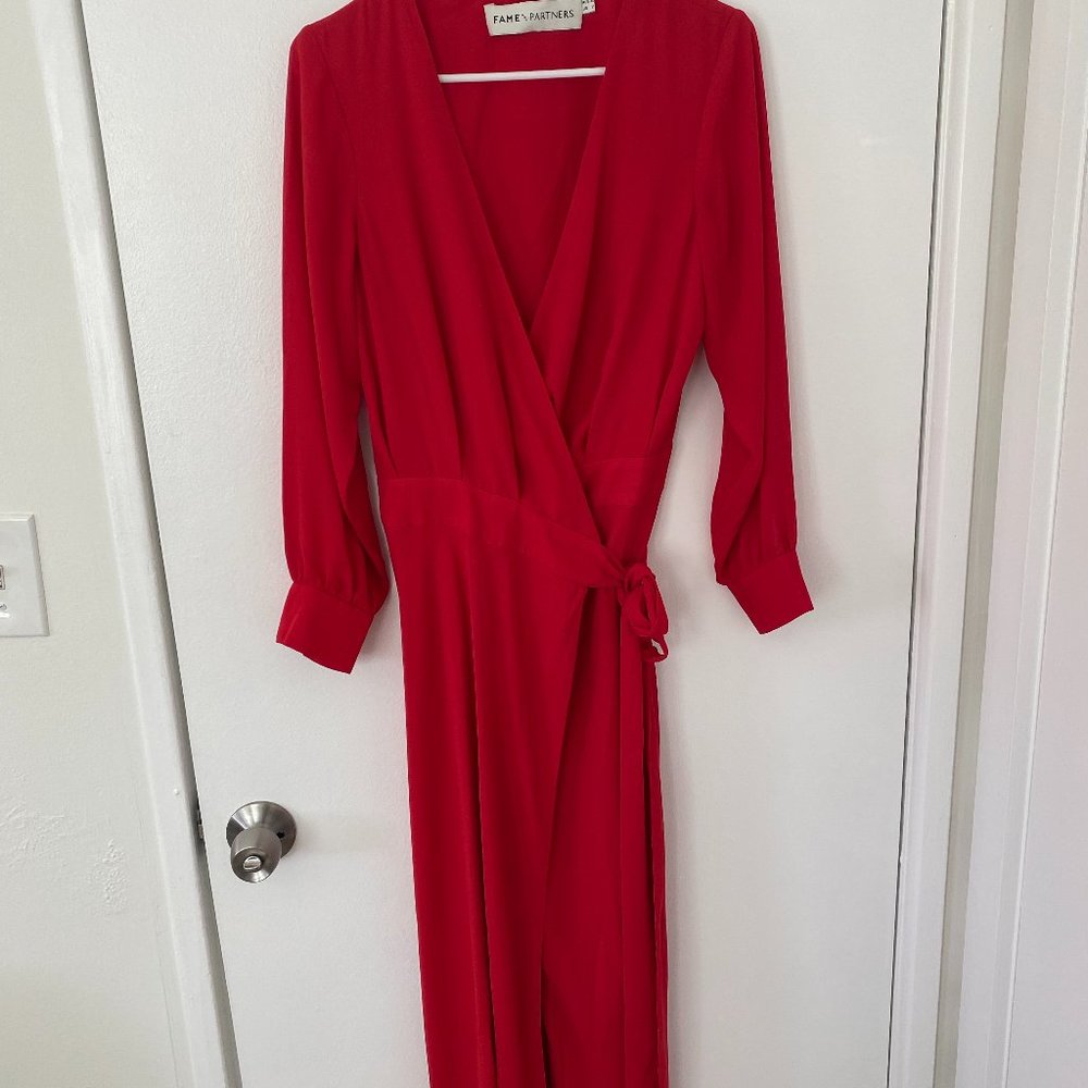 Fame & Partners wrap maxi dress with long sleeves